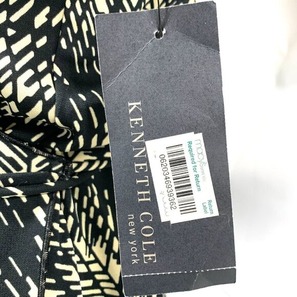 Kenneth Cole Split Sleeve Print Wrap Dress Khaki/Black, Sz Medium Style#QBMU2805 - Picture 2 of 12